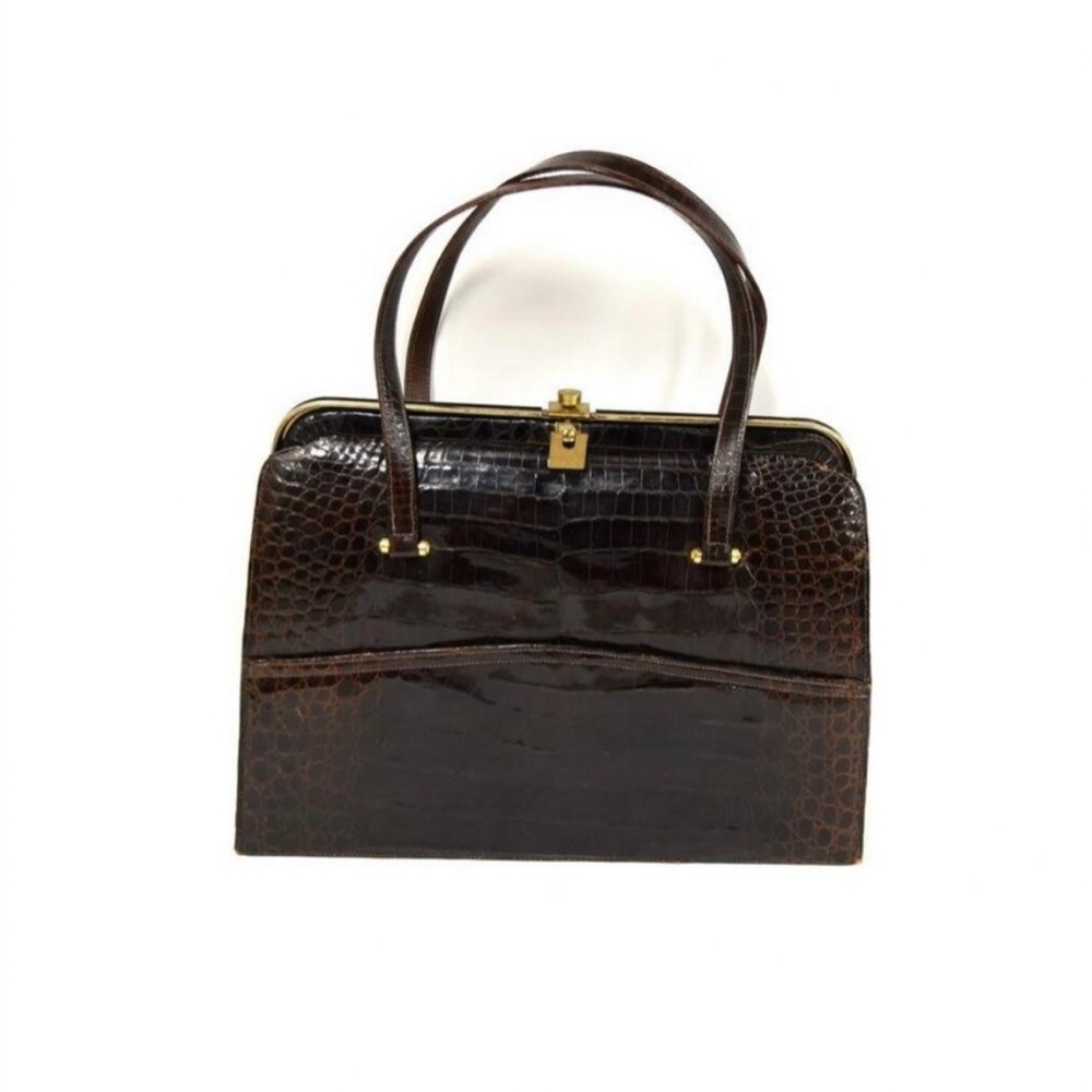 Vintage Bellestone brown/maroon alligator skin satchel purse